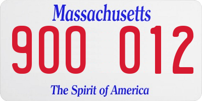 MA license plate 9OO012