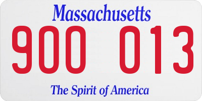 MA license plate 9OO013