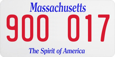 MA license plate 9OO017