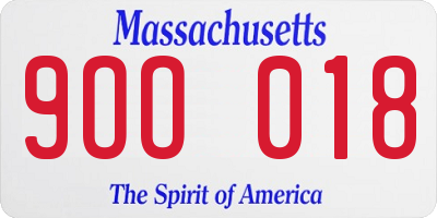 MA license plate 9OO018