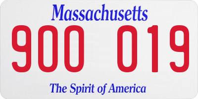 MA license plate 9OO019