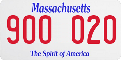 MA license plate 9OO020