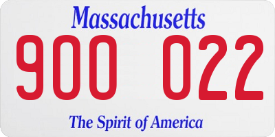MA license plate 9OO022