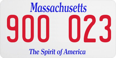 MA license plate 9OO023