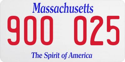 MA license plate 9OO025