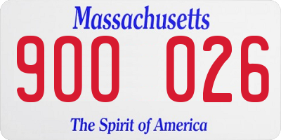 MA license plate 9OO026
