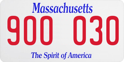 MA license plate 9OO030