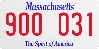 MA license plate 9OO031