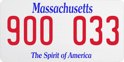MA license plate 9OO033