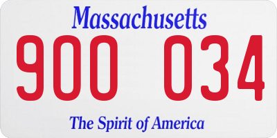 MA license plate 9OO034