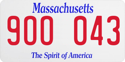 MA license plate 9OO043