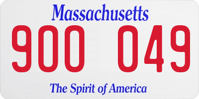 MA license plate 9OO049