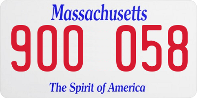 MA license plate 9OO058