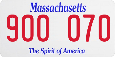 MA license plate 9OO070
