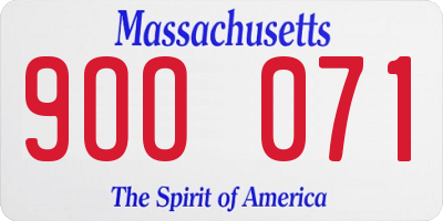 MA license plate 9OO071