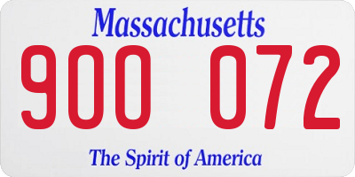 MA license plate 9OO072