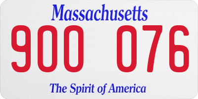 MA license plate 9OO076