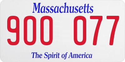 MA license plate 9OO077