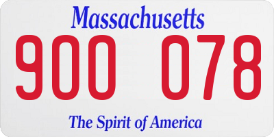 MA license plate 9OO078