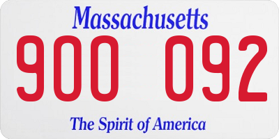 MA license plate 9OO092