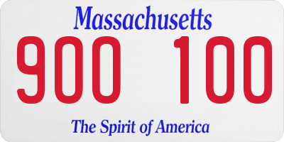 MA license plate 9OO100