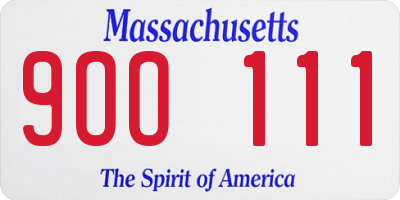 MA license plate 9OO111