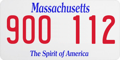 MA license plate 9OO112