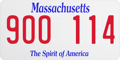 MA license plate 9OO114