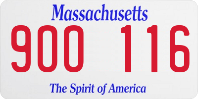MA license plate 9OO116