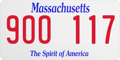 MA license plate 9OO117