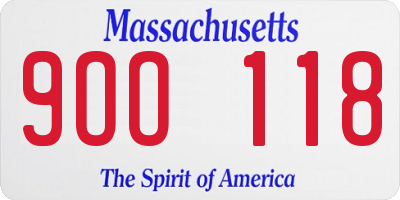 MA license plate 9OO118