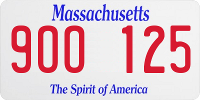 MA license plate 9OO125