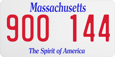 MA license plate 9OO144