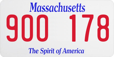 MA license plate 9OO178