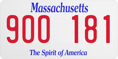 MA license plate 9OO181