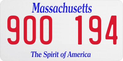 MA license plate 9OO194