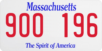 MA license plate 9OO196