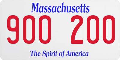 MA license plate 9OO200