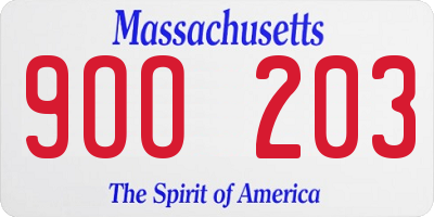MA license plate 9OO203