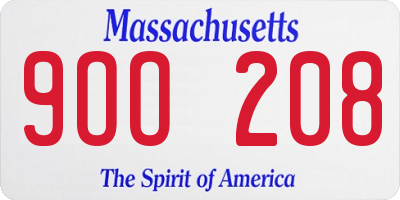 MA license plate 9OO208