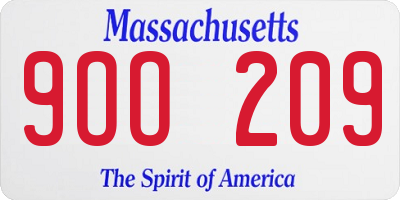MA license plate 9OO209