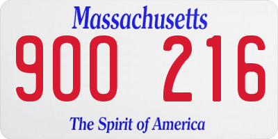 MA license plate 9OO216