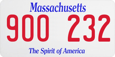 MA license plate 9OO232