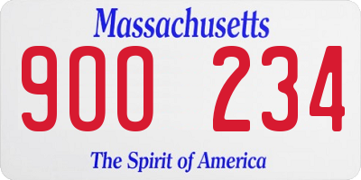 MA license plate 9OO234