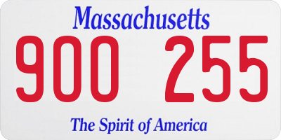 MA license plate 9OO255