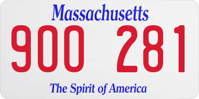 MA license plate 9OO281