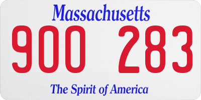 MA license plate 9OO283