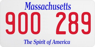 MA license plate 9OO289