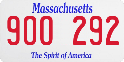 MA license plate 9OO292