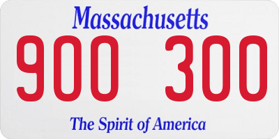 MA license plate 9OO300